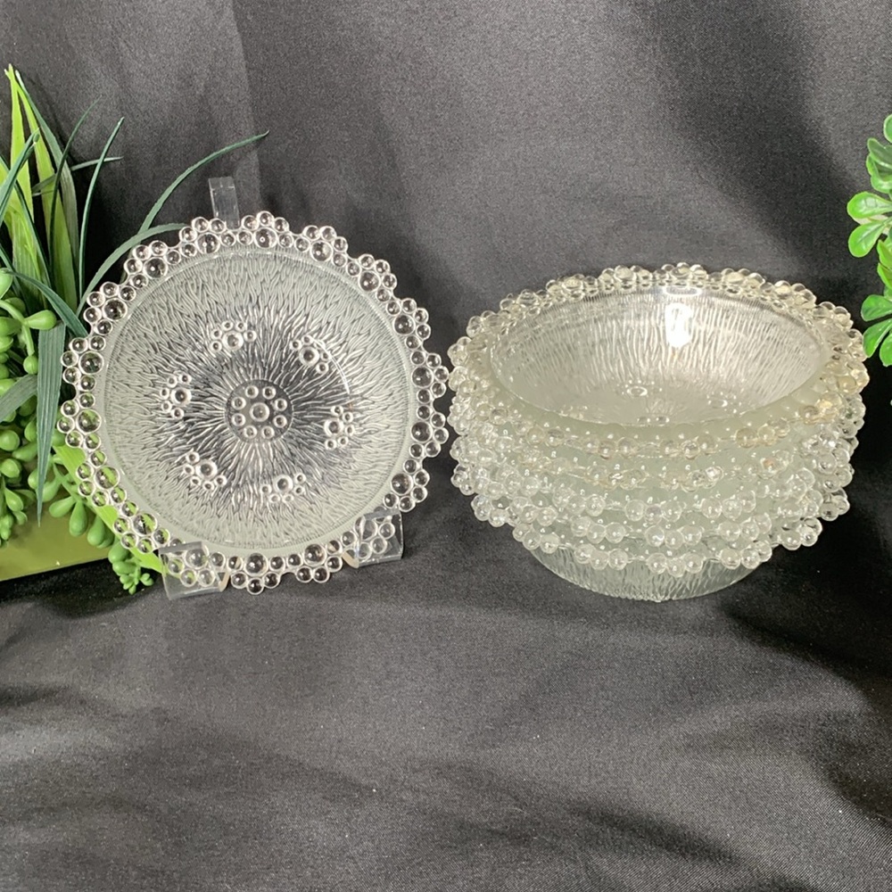 Set of 6 Vintage "Masserini Barocco" Textured Glass salad / cereal bowls
